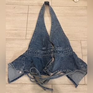 Princess Polly Blue Denim halter top 4